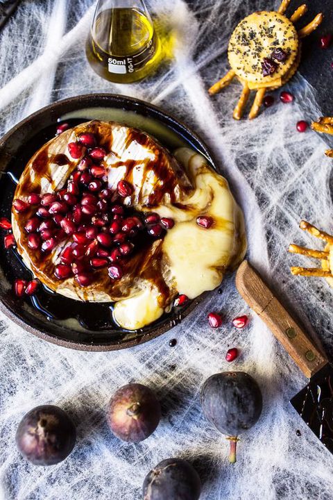 melted brie and pomegranate table spread