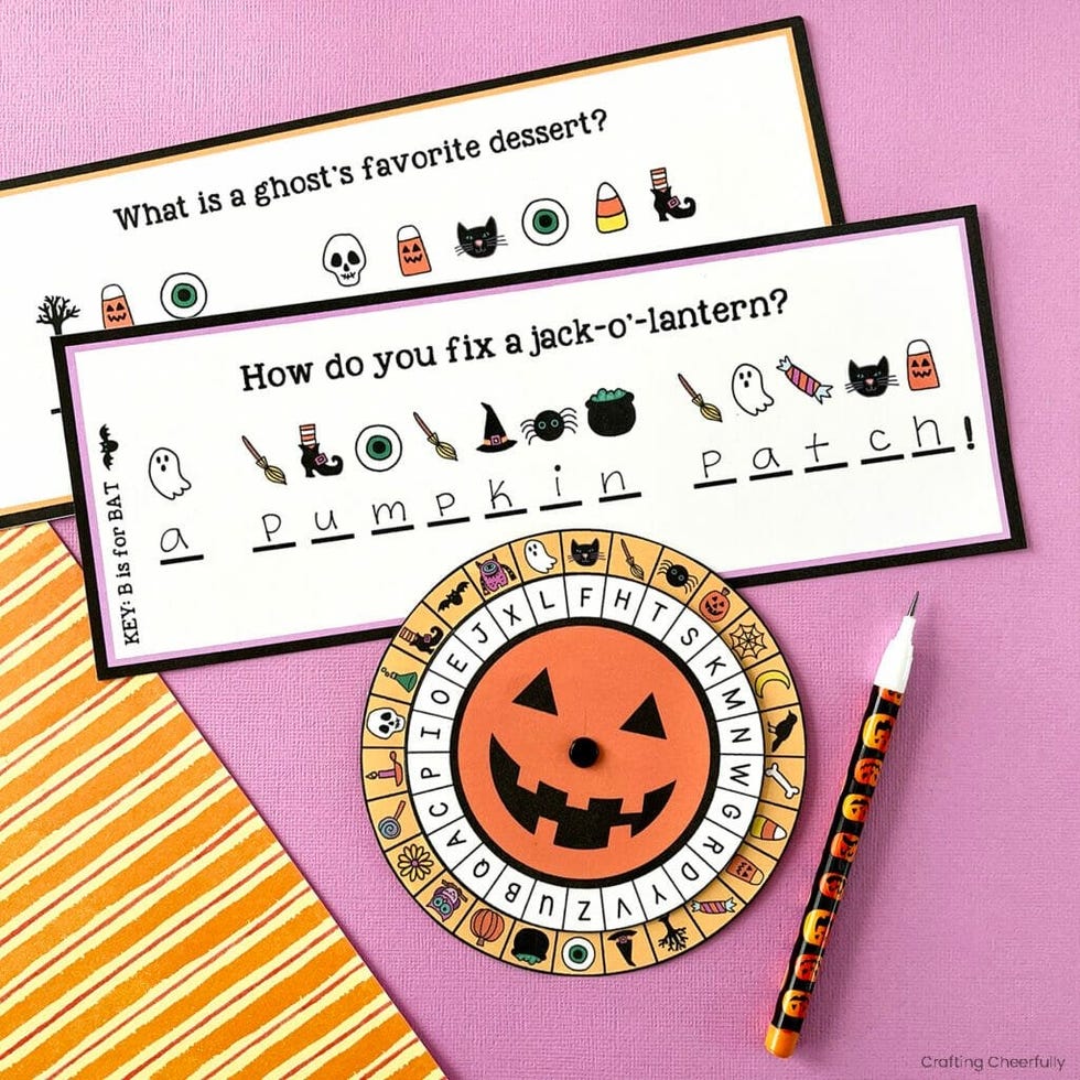 The answer, found next to a pumpkin-shaped decoder wheel and a clue saying how to repair a Jack O'Lantern, is that the pumpkin patch is full.