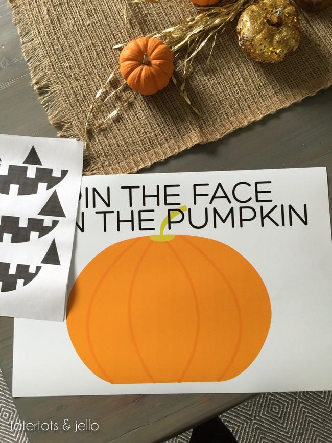 Blank pumpkin printouts to pin faces onto the pumpkin