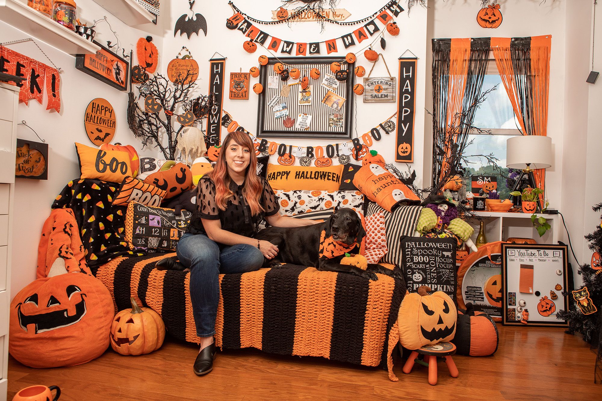 horror movie themed living room