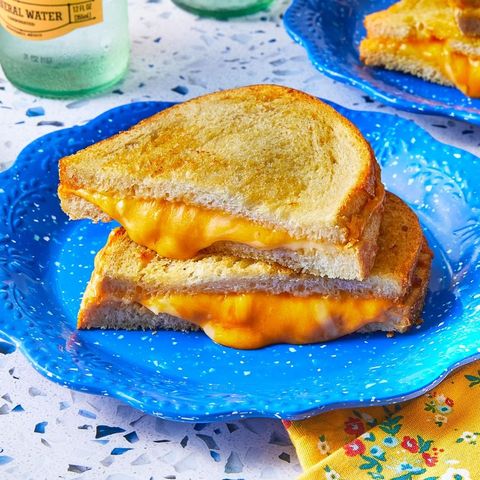 air fryer grilled cheese on blue plate