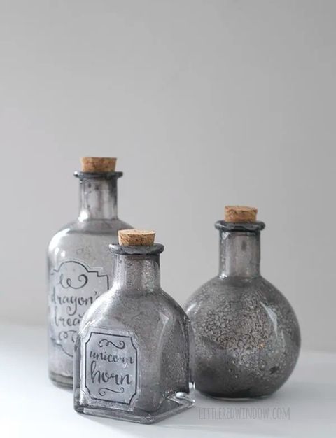 halloween mantel decor ideas potion bottles