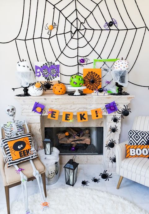 halloween mantel decor ideas spiders