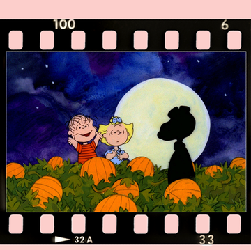 Scenes from Coraline, KPop Demon Hunters, and the Great Pumpkin Charlie Brown arranged on a film strip scenes from coraline, kpop demon hunters, and the great pumpkin charlie brown arranged on a film strip