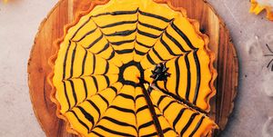 halloween recipe pumpkin bakewell spider web tart
