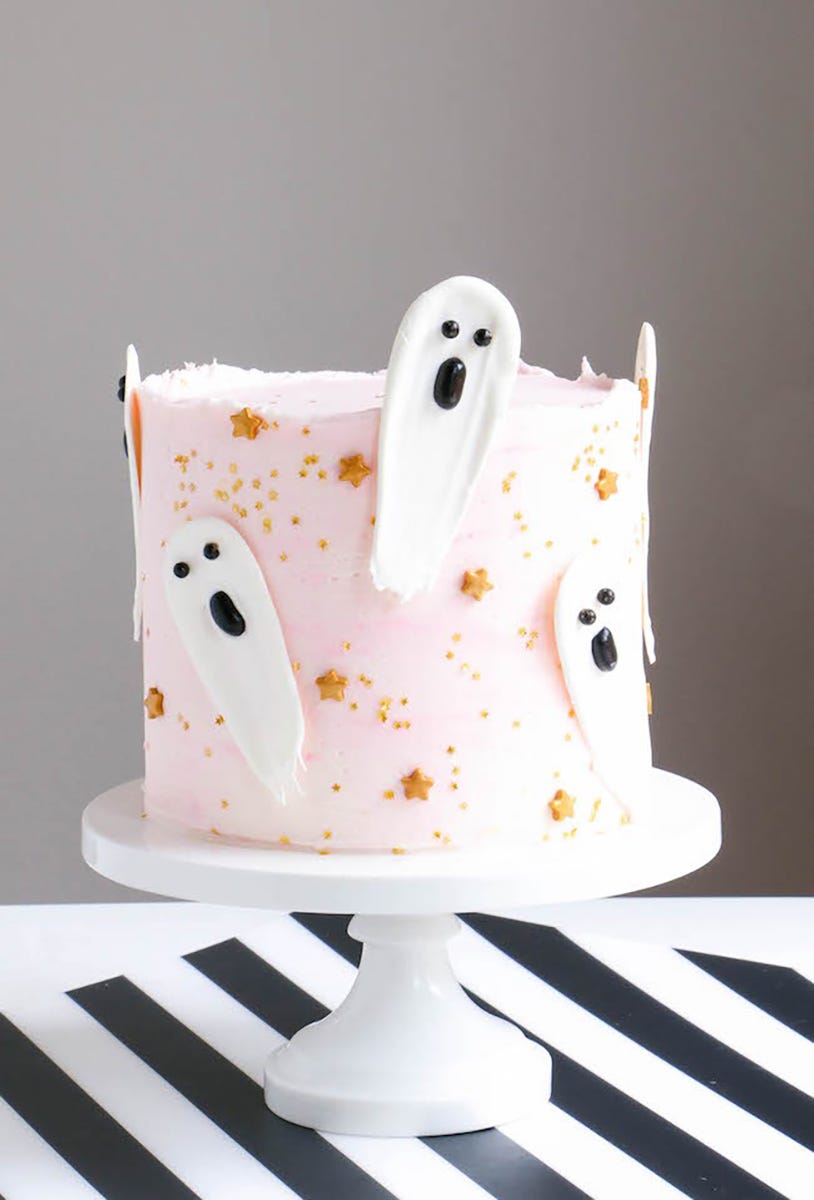 halloween receta tarta fantasmas rosa