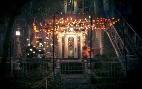 fall activities house with halloween decorations