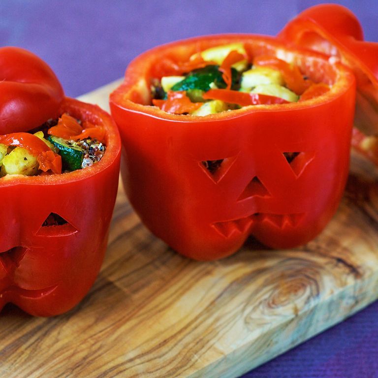 Hungry Healthy Happy stuffed bell peppers halloween