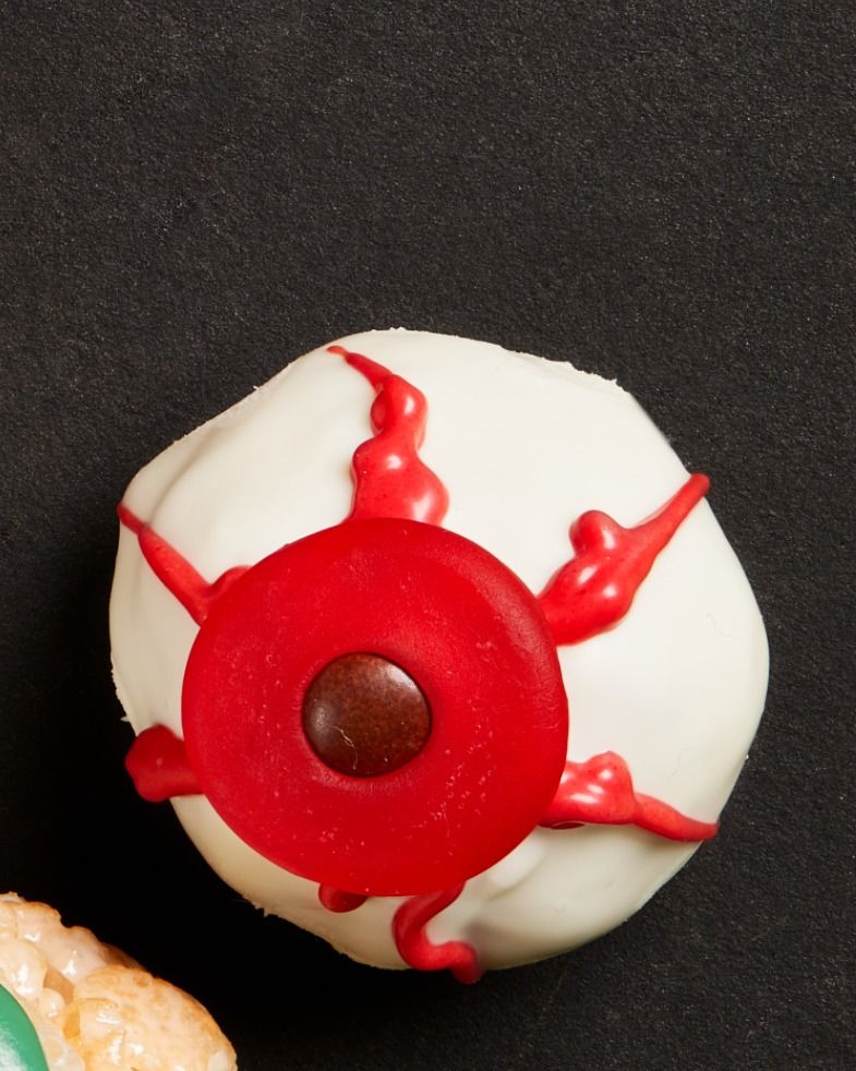 doughnut hole eyeballs with red eyes