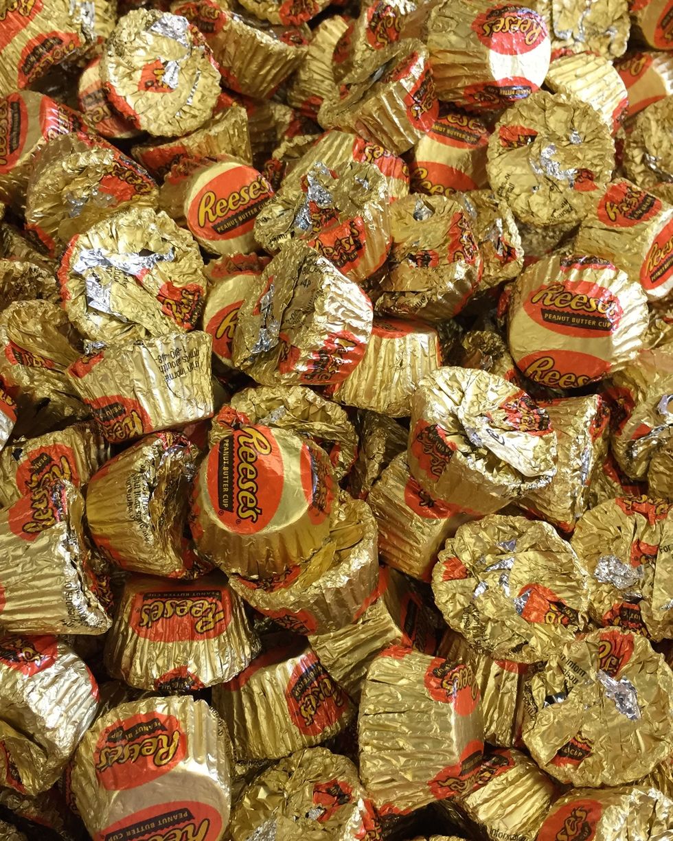 gold foil wrapped mini reese's cups