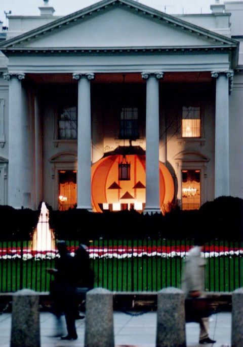 white house decorated for halloween