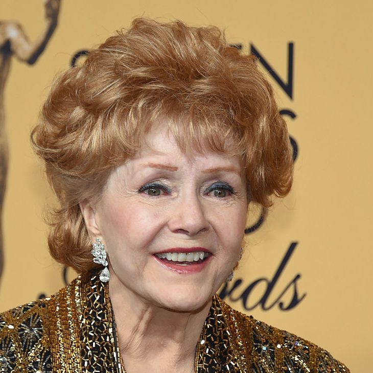 los angeles, ca january 25 actress debbie reynolds, recipient of the screen actors guild life achievement award, poses in the press room during the 21st annual screen actors guild awards at the shrine auditorium on january 25, 2015 in los angeles, california photo by ethan millergetty images