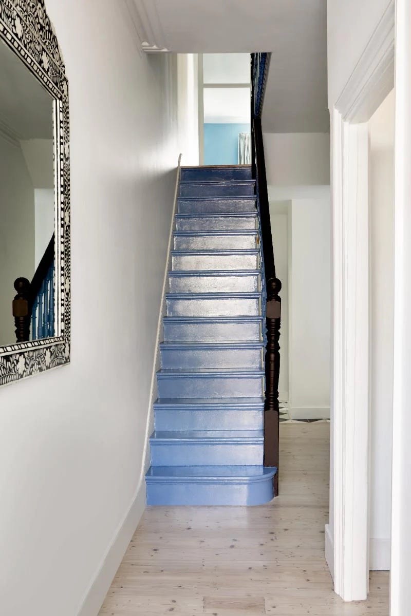 hallway colour ideas blue and white
