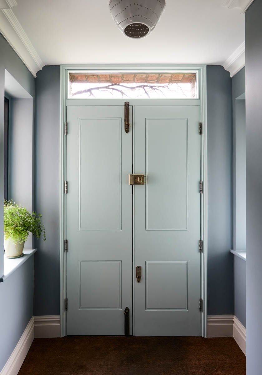 hallway colour ideas two tone blue
