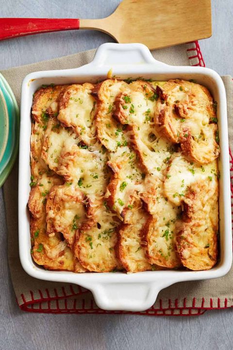 breakfast ideas for kids ham and cheese breakfast bake in white baking dish