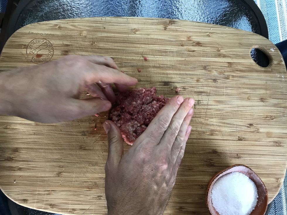 raw meat formed into a patty