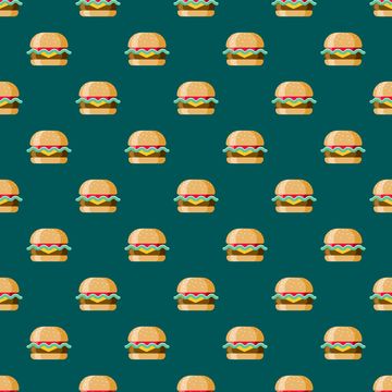 Hamburger Street Food Seamless Pattern