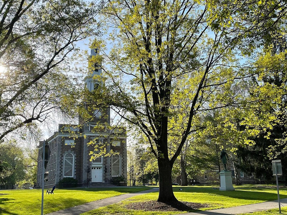 a large building with a tower