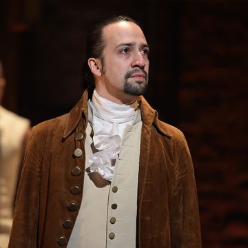 new york, ny   february 15  actor, composer lin manuel miranda is seen on stage during hamilton grammy performance for the 58th grammy awards at richard rodgers theater on february 15, 2016 in new york city  photo by theo wargowireimage