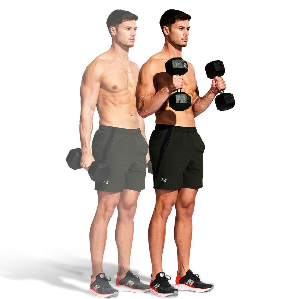 shoulder, weights, exercise equipment, standing, arm, dumbbell, muscle, joint, physical fitness, chest,