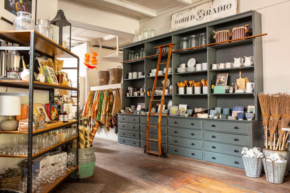 display shelf of home goods at hammertown shop in berkshires