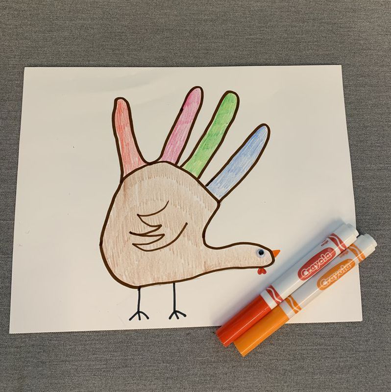 Hand Turkey Drawing