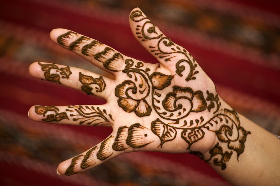hand with henna decorations