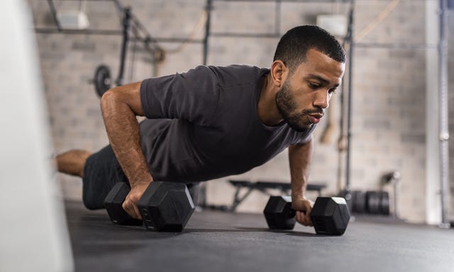 handsome man doing push ups exercise