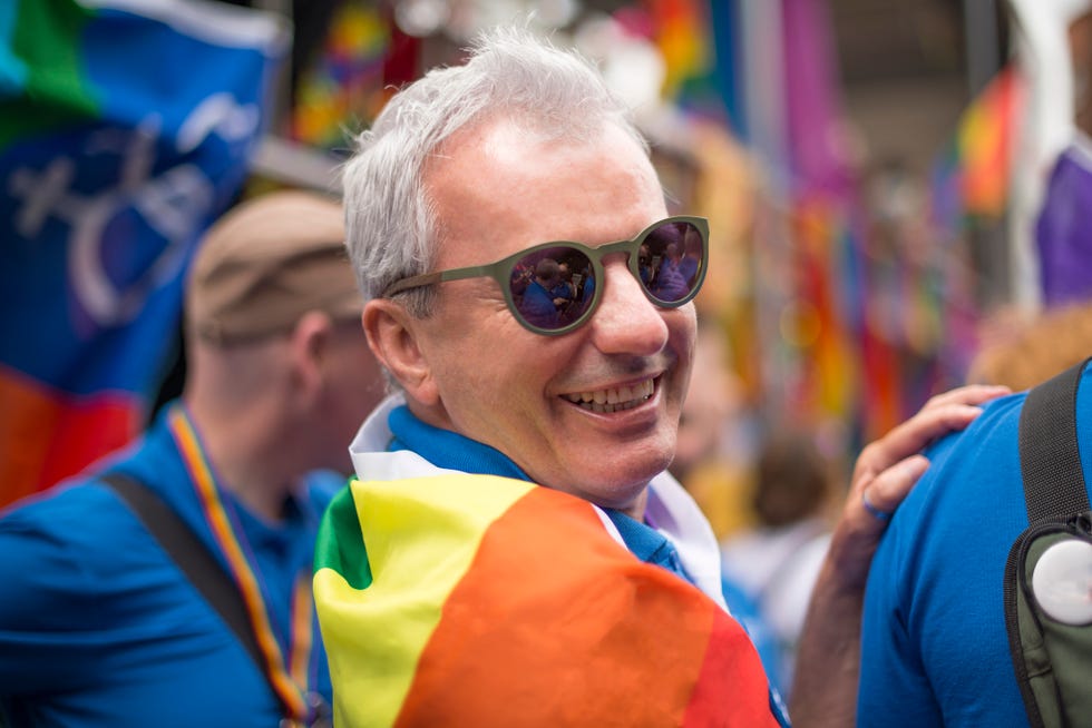 handsome man during gay pride parade