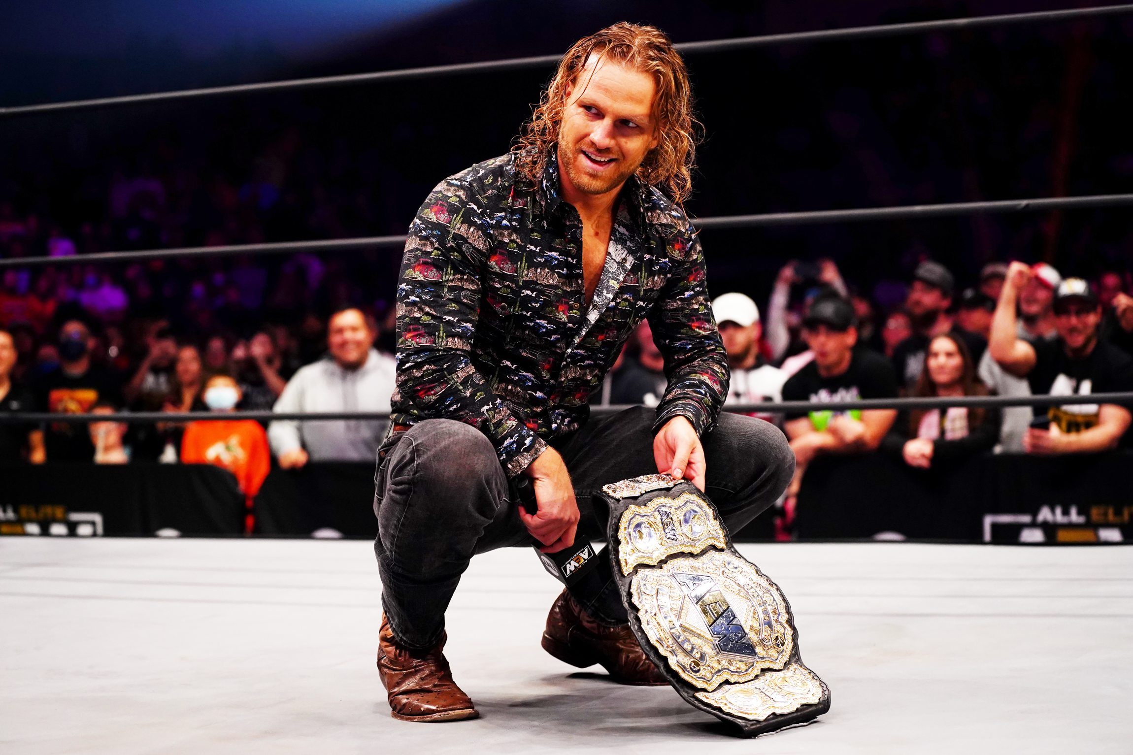 Denise 'Hollywood' Salcedo on X: Hangman Adam Page has now joined the AEW  Revolution media scrum.  / X