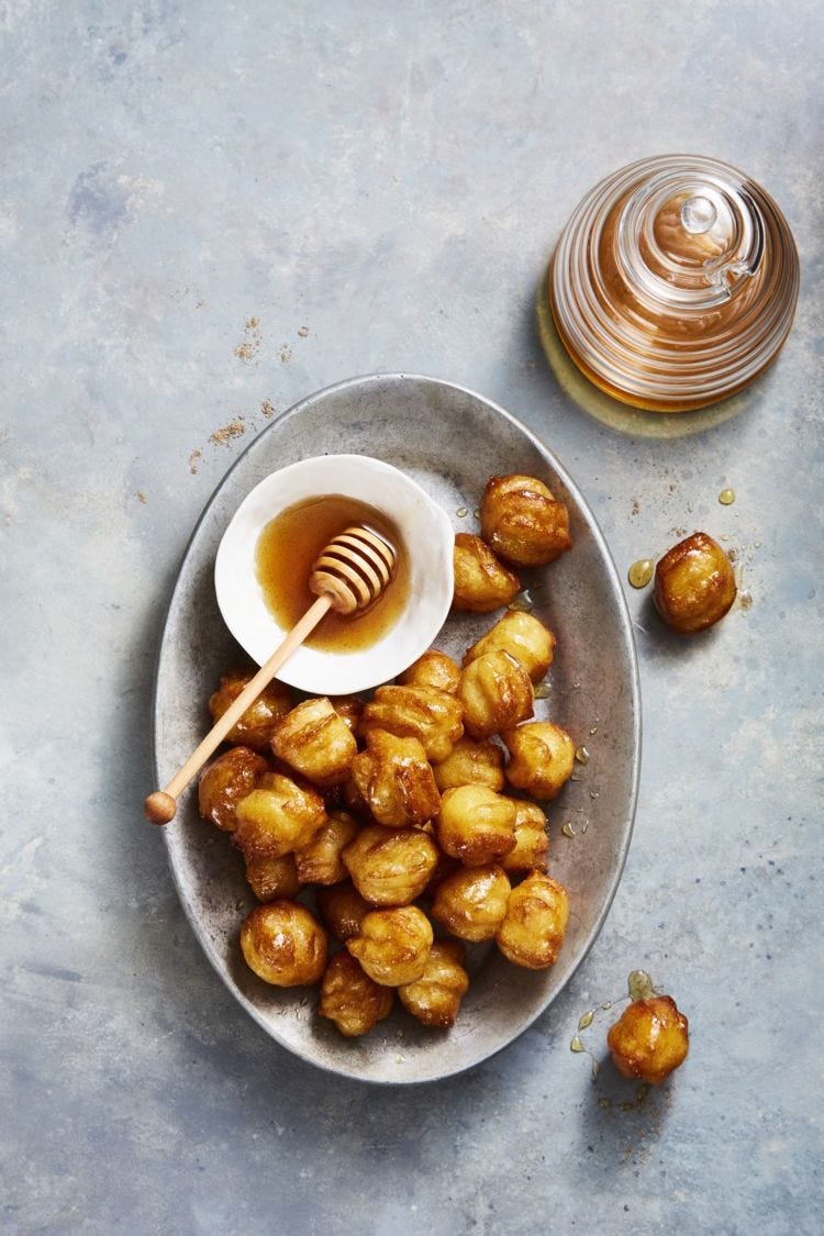 hanukah honey balls on a serving plate