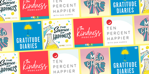 happiness podcasts graphic