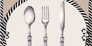 Cutlery, Fork, Tableware, Spoon, Line, Household silver, Paper product, 