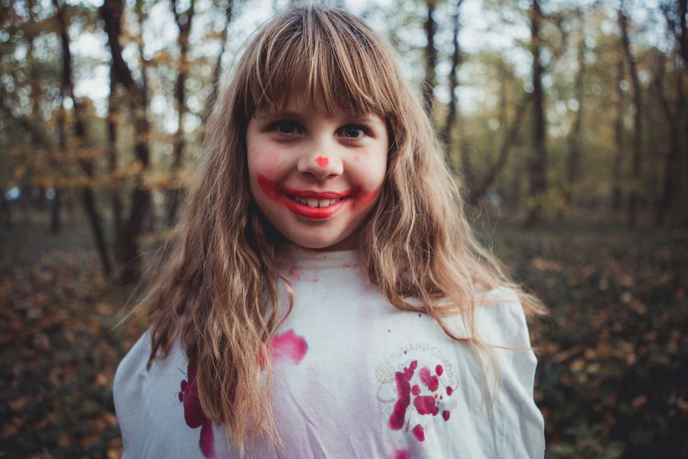 happy halloween! zombie girl in the woods