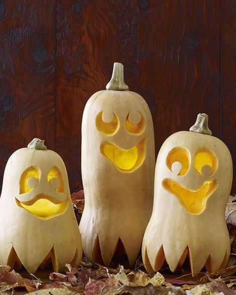 happy haunters pumpkins  made from butternut squash