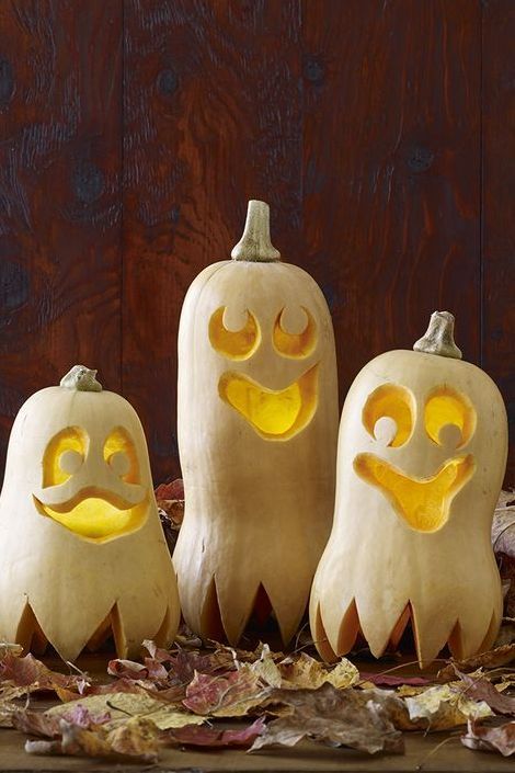 happy haunters pumpkins  made from butternut squash