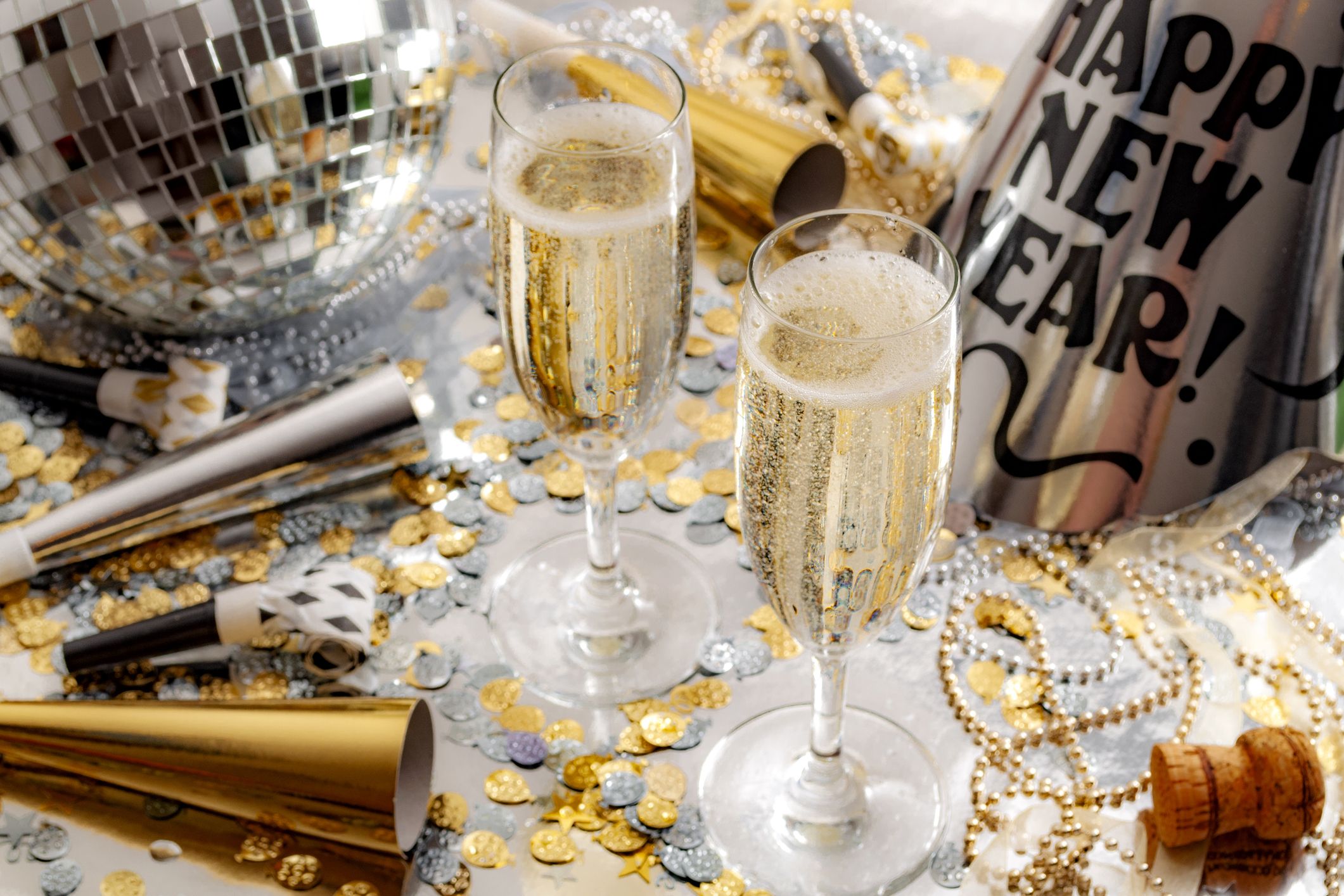 Sparkly Silver and Gold New Year's Eve Party Ideas - Disco-theme!