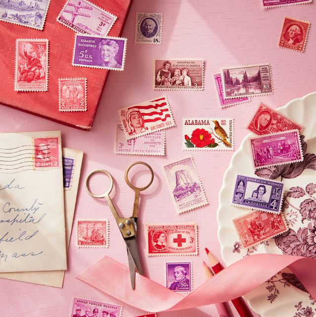 vintage stamps for happy valentines day messages