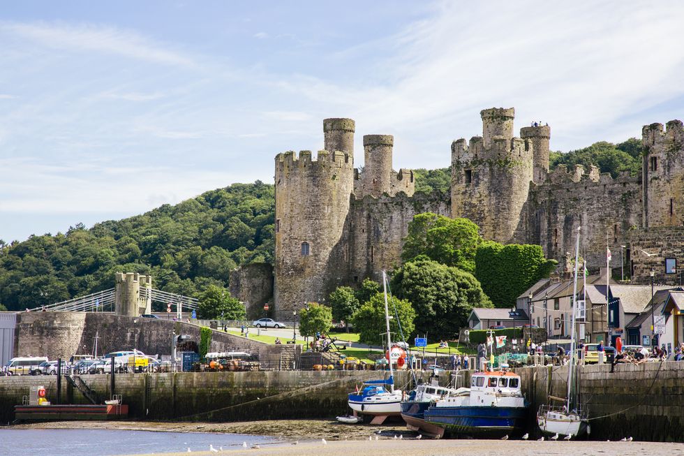 Harbor and old castle in Conwy, North Wales, Wales, UK