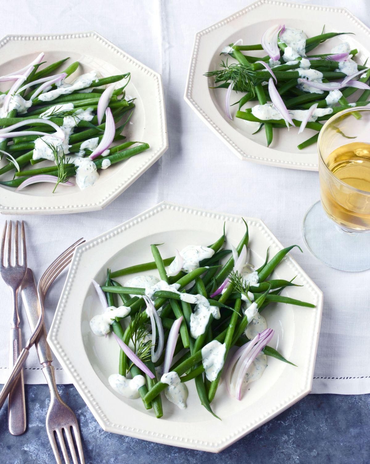 haricots verts with green goddess dressing