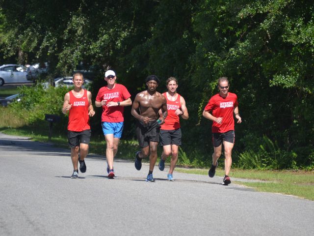 Harold Allen and friends running
