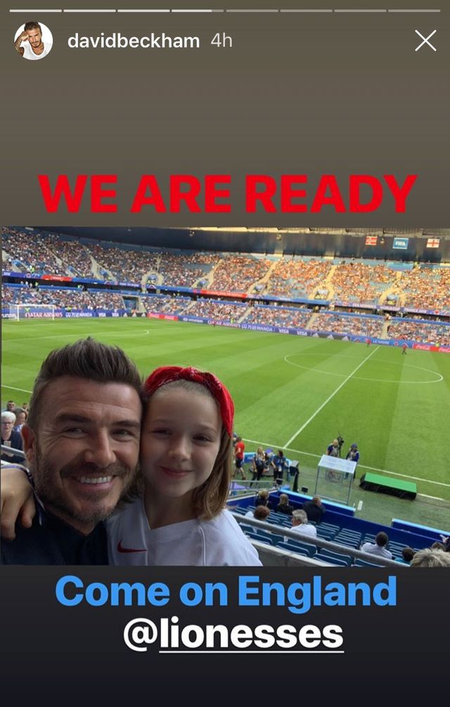 Harper and David Beckham at women's world cup Lionesses