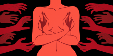 Red, Pink, Illustration, Art, Flesh, Font, Visual arts, Graphic design, Graphics, Fictional character, 