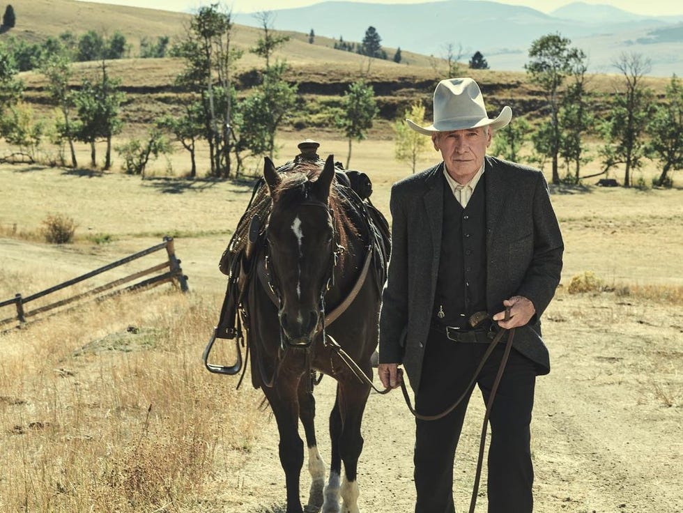 harrison ford walking a horse in yellowstone 1923