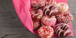Pink, Heart, Sweetness, Food, Confectionery, Party favor, Wedding favors, Present, Cuisine, Snack, 