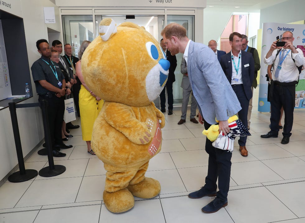 Príncipe Harry con mascota hospital infantil