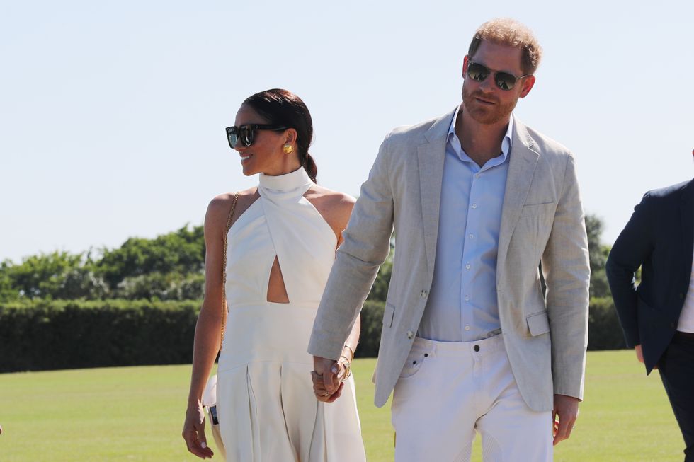 the duke and duchess of sussex after arrive at the royal salute polo challenge, to benefit sentebale, at the uspa national polo center in wellington, florida, us picture date friday april 12, 2024 photo by yaroslav sabitovpa images via getty images