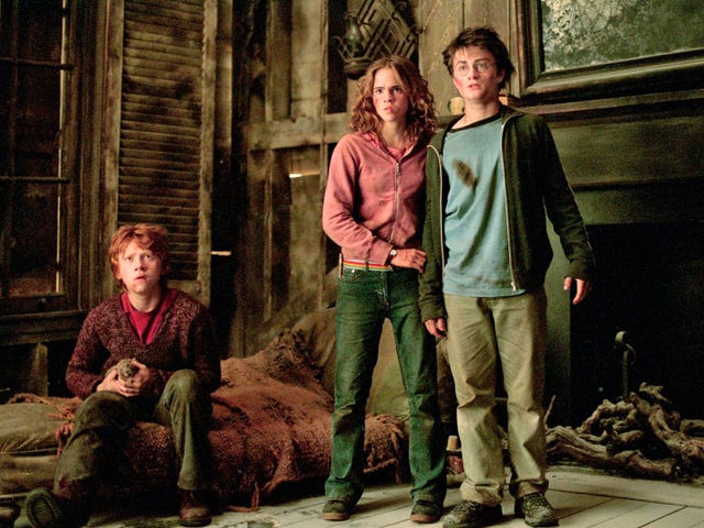 rupert grint, emma watson y daniel radcliffe en 'harry potter y el prisionero de azkaban'