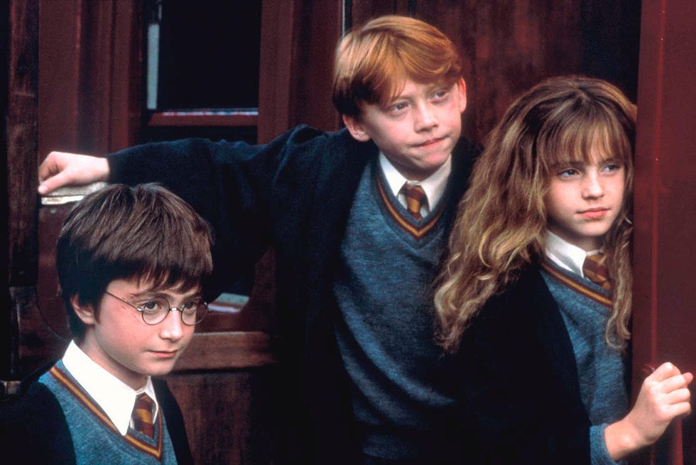 daniel radcliffe, rupert grint y emma watson en 'harry potter y la piedra filosofal'