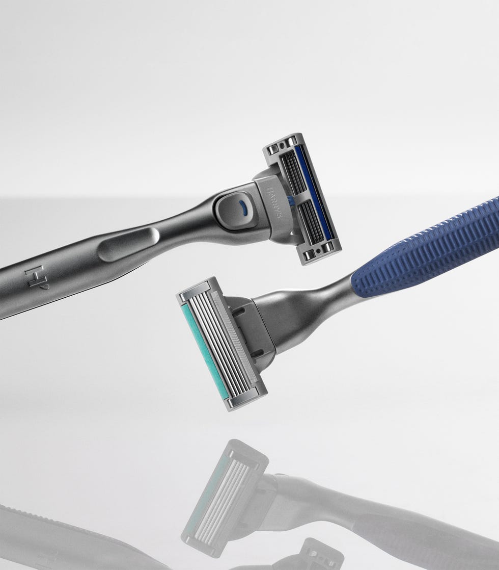 two razors designed for shaving showcasing different handle designs and blade configurations